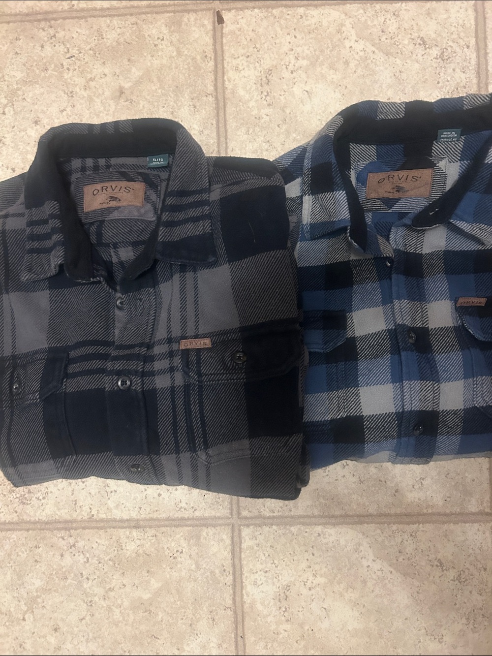Orvis Men's Plaid Button-Down Shirt Duo - Navy & Gray and Blue & Black